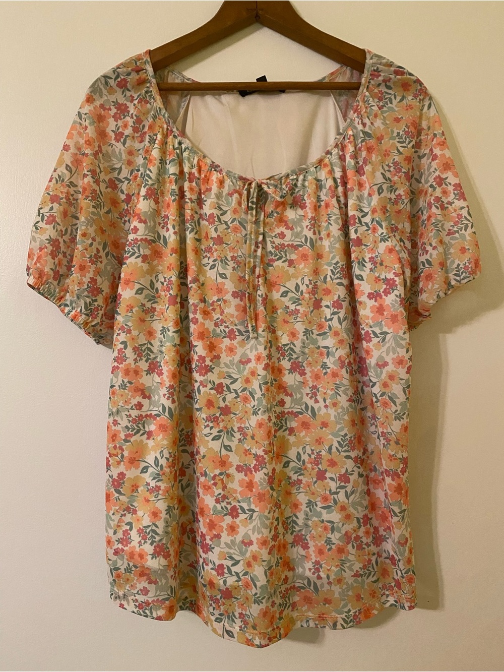 Kathy Ireland Lined Mesh Tie Front Blouse Size L